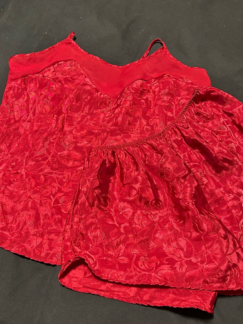Vintage red 2 Piece Satin Lounge Set